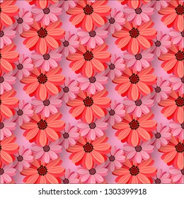 Floral seamless pattern on pink background. Background for festive decor, wrapping paper, print, textile, fabric, wallpaper.