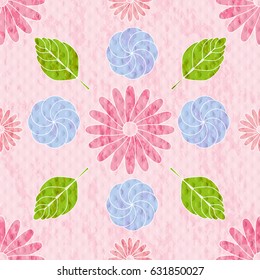 Floral seamless pattern on a pink background. 