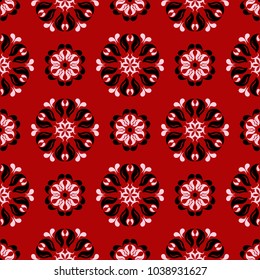 Floral seamless pattern on red background. Background for wallpapers, textile and fabrics