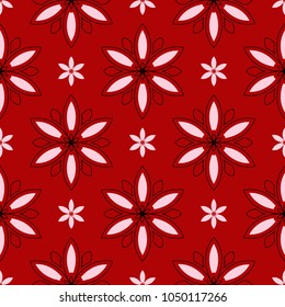 Floral seamless pattern on red background. Background for wallpapers, textile and fabrics
