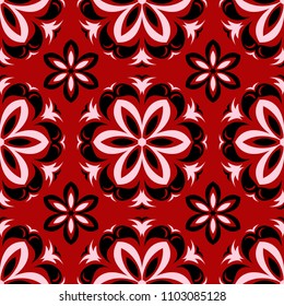 Floral seamless pattern on red background. Background for wallpapers, textile and fabrics