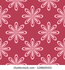 Floral seamless pattern on red background