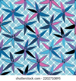 Floral sin soldadura sobre un fondo rombo redondeado. Perfecto para tarjetas de felicitación, invitaciones de boda, textiles, ropa e impresión de tela. 