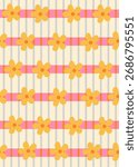 floral seamless pattern  on stripes background