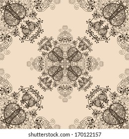 Floral Seamless Pattern on White