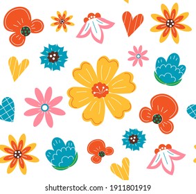 Floral seamless pattern on a white background, wrapping paper for women's day. Vector illustration