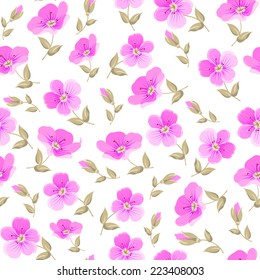 Floral seamless pattern on white background. Vector illustration.