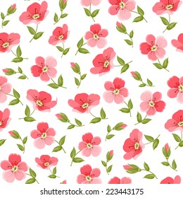 Floral seamless pattern on white background. Vector illustration.