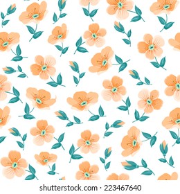 Floral seamless pattern on white background. Vector illustration.