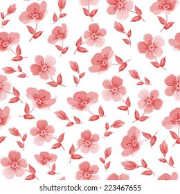 Floral seamless pattern on white background. Vector illustration.
