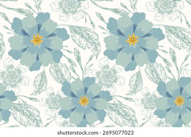Patrón inconsútil floral en el fondo blanco, fondo inconsútil del patrón de las flores, Ilustración vectorial, patrón inconsútil floral del bosquejo, bordado oriental. diseño para la textura, tela, ropa, papel de embalaje