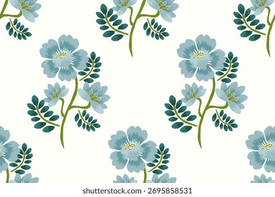 Floral seamless pattern on white background,sketch floral seamless pattern,vector illustration,Ikat floral seamless pattern,oriental embroidery.design for texture,fabric,clothing,decoration,print,tile