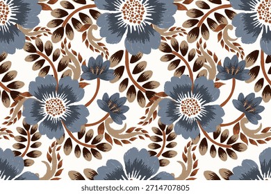 Padrão floral sem emenda no fundo branco,padrão floral sem emenda do esboço,ilustração vetorial,padrão floral sem emenda Ikat,bordado oriental.design para textura,tecido,roupas,decoração,impressão,ladrilho