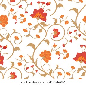 Floral seamless pattern on a white background. Vintage vector ornament.