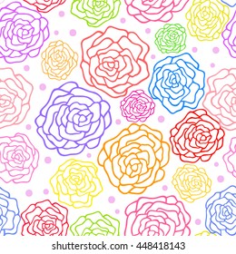 Floral seamless pattern on the white background. Colorful texture. Hand drawn illustration for vintage textile, fabric design, wrapping paper,  tiles and website wallpapers.