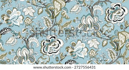 Floral seamless pattern on white background,sketch floral seamless pattern,vector illustration,Ikat floral seamless pattern,oriental embroidery.design for texture,fabric,clothing,decoration,print,tile