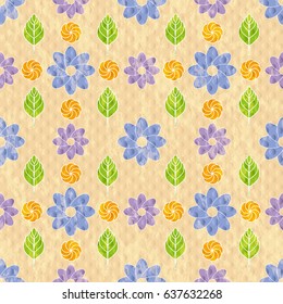 Floral seamless pattern on a yellow background. 