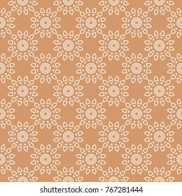 Floral seamless pattern. Orange background with flower elements for wallpapers and textile