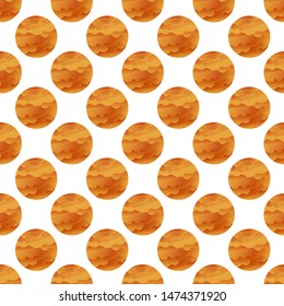 Floral seamless pattern with orange flowers in circle on white background. Vector illustration for fabric, textile, wallpaper, posters, card, wrapping paper. Autumn abstract background with polka dot.
