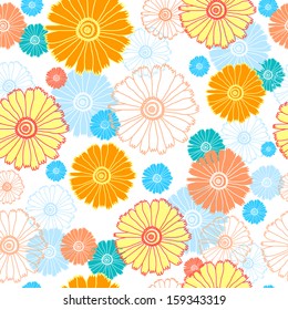 Floral seamless pattern with orange flowers. Vector background.