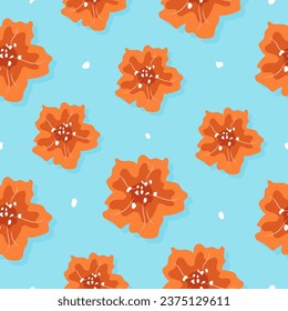 Floral seamless pattern with orange flowers.
