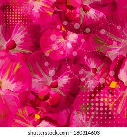 floral seamless pattern with orchid. Vector 