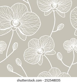 Floral seamless pattern with orchids.