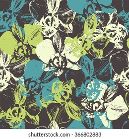 Floral seamless pattern with orchids.