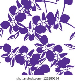 Floral seamless pattern with orchids, hand-drawing. Vector illustration.