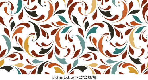 Floral seamless pattern. Oriental texture for fabric, wrapping, wallpaper and paper. Ornamental flowery background. Decorative ornament.