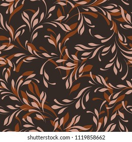 Floral seamless pattern. Oriental texture for fabric, wrapping, wallpaper and paper. Ornamental flowery background. Decorative ornament. Dark.