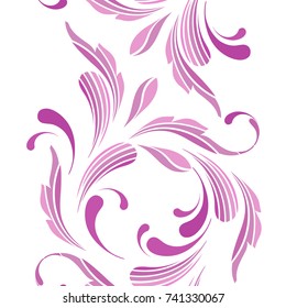 Floral seamless pattern. Ornamental border for ribbons, fabric, wrapping, wallpaper, tape. Decorative design element for background and cover.