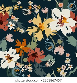 Floral seamless pattern with ornamental plants on a dark background.
creative modern vector