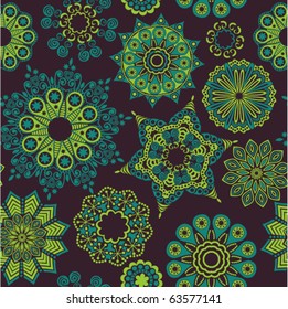 Floral seamless pattern with ornate flowers