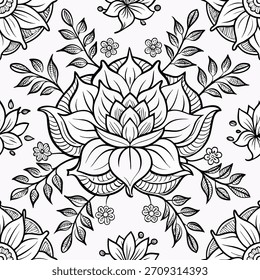 floral seamless pattern outline vector 