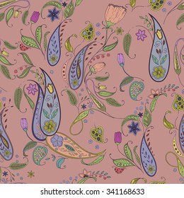 Floral seamless pattern. Paisley background