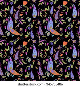 Floral seamless pattern. Paisley background