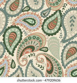 Floral seamless pattern. Paisley. Flower background.