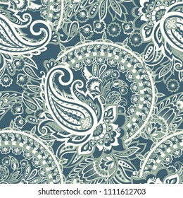 Floral Seamless pattern with paisley ornament.