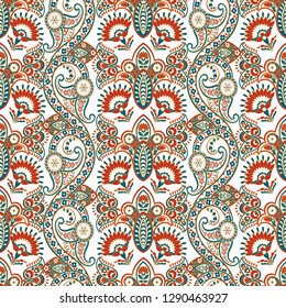 Floral Seamless pattern with paisley ornament. Vector background