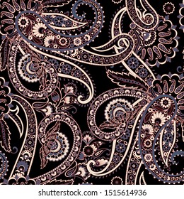 Floral Seamless pattern with paisley ornament.