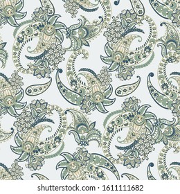 Floral Seamless pattern with paisley ornament.