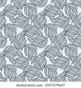 Floral seamless pattern with paisley ornament. Vector illustration in asian textile style 