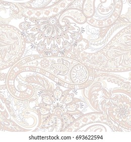 Floral seamless pattern with paisley ornament. damask vector background