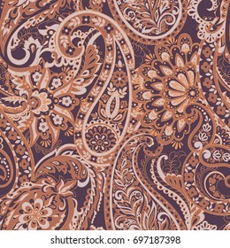 Floral seamless pattern with paisley ornament. damask vector background