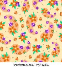 Floral seamless pattern Paisley style hand-drawn, vector