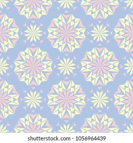 Floral seamless pattern. Pale blue background with beige and pink flower elements for wallpapers, textile and fabrics