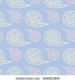 Floral seamless pattern. Pale blue background with beige and pink flower elements for wallpapers, textile and fabrics