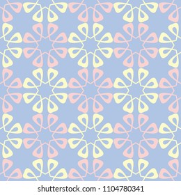 Floral seamless pattern. Pale blue background with beige and pink flower elements for wallpapers, textile and fabrics