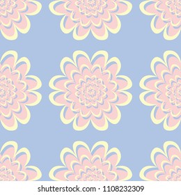 Floral seamless pattern. Pale blue background with beige and pink flower elements for wallpapers, textile and fabrics